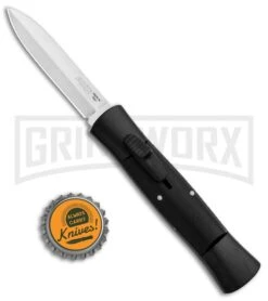 AKC Concord Black OTF Automatic Knife - Dagger Satin -Akc AKC 007 Concord OTF Black Satin Dagger GX 30503 jr bottlecap large
