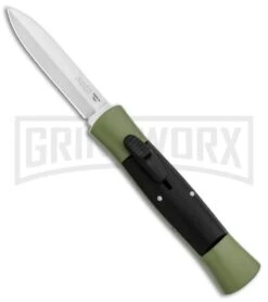 AKC 007 Concord Green/Black OTF Automatic Knife - Dagger Satin