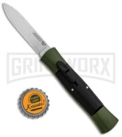 AKC 007 Concord Green/Black OTF Automatic Knife - Flat Satin -Akc AKC 007 Concord OTF Green Satin Flat GX 30501 jr bottlecap large