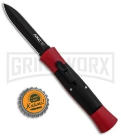 AKC 007 Concord Red/Black OTF Automatic Knife - Dagger Black -Akc AKC 007 Concord OTF Red Black Dagger GX 30497 jr bottlecap large