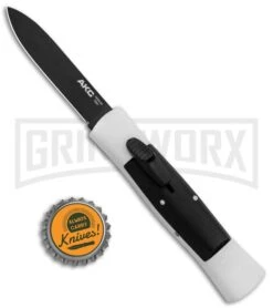AKC 007 Concord White/Black OTF Automatic Knife - Flat Black 9 AKC 007 Concord White/Black OTF Automatic Knife - Flat Black -Akc AKC 007 Concord OTF White Black Flat GX 30496 jr bottlecap large