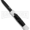AKC 007 Concord White/Black OTF Automatic Knife - Flat Black -Akc AKC 007 Concord OTF White Black Flat GX 30496 jr large