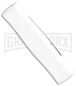 AKC Minion Concord White/Black OTF Automatic Knife - Spear Point Satin Plain -Akc AKC 007 Mini Concord OTF Auto White Black Satin BHQ 135712 jr side large