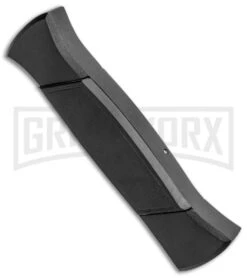 AKC 777 Blackfinger Black OTF Automatic Knife - Dagger Satin Plain -Akc AKC 777 Blackfinger Dagger OTF Auto Black Satin BHQ 50807 jr side large