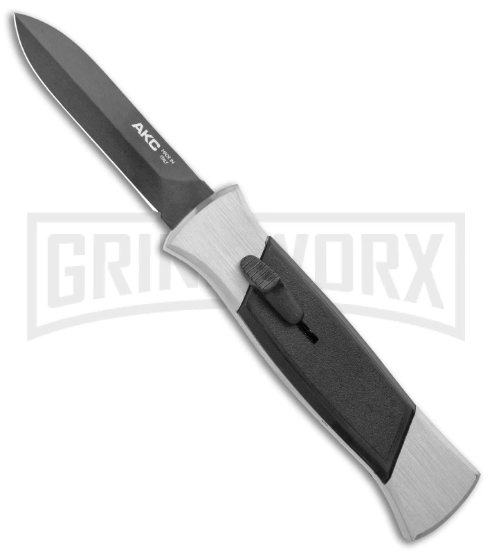 AKC 777 Blackfinger Brushed Aluminum OTF Automatic Knife - Dagger Black Plain 3 AKC 777 Blackfinger Brushed Aluminum OTF Automatic Knife - Dagger Black Plain