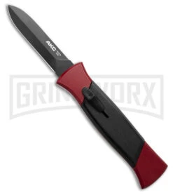 Akc 7 AKC 777 Blackfinger Red/Black OTF Automatic Knife - Black Plain Dagger