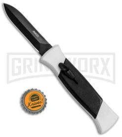 AKC 777 Blackfinger Tactical White/Blk OTF Automatic Knife - Dagger Black Plain -Akc AKC 777 Blackfinger Dagger OTF White Black BHQ 82047 jr bottlecap large
