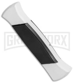 AKC 777 Blackfinger Tactical White/Blk OTF Automatic Knife - Dagger Black Plain -Akc AKC 777 Blackfinger Dagger OTF White Black BHQ 82047 jr side large