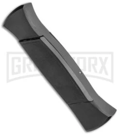 AKC 777 Blackfinger Black OTF Automatic Knife - Flat Gold Plain -Akc AKC 777 Blackfinger OTF Auto Black Gold Flat BHQ 92039 jr side large