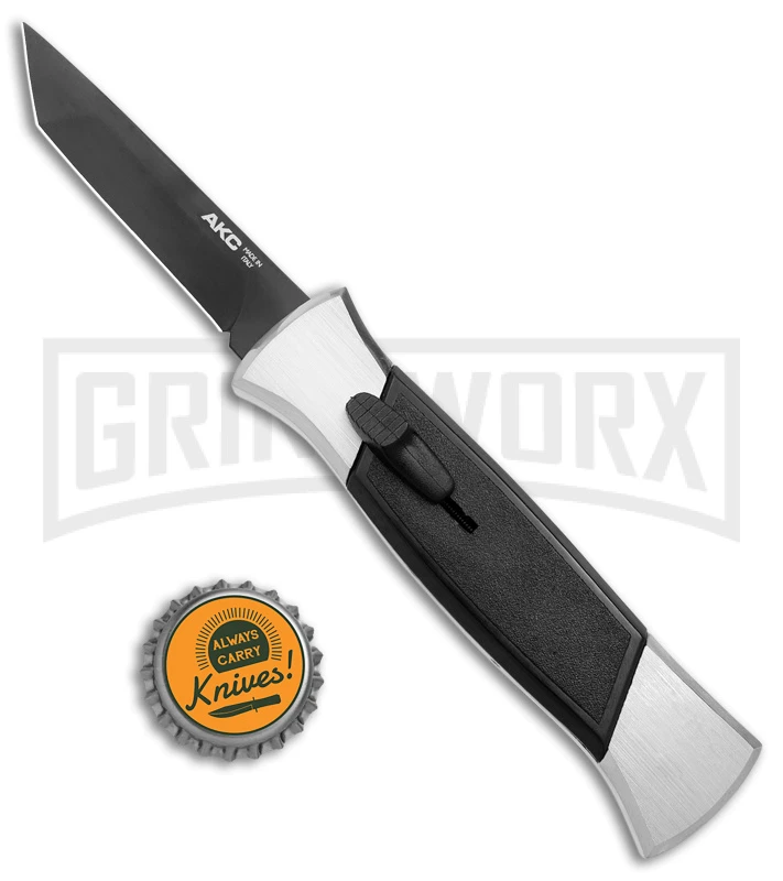 AKC 777 Blackfinger Brushed Aluminum OTF Automatic Knife - Black Tanto 6 AKC 777 Blackfinger Brushed Aluminum OTF Automatic Knife - Black Tanto - Image 4