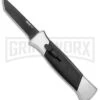 AKC 777 Blackfinger Brushed Aluminum OTF Automatic Knife - Black Tanto -Akc AKC 777 Blackfinger OTF Auto Brushed Aluminum Black Black Tanto BHQ 153398 jr large