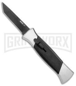Akc 14 AKC 777 Blackfinger Brushed Aluminum OTF Automatic Knife - Black Tanto