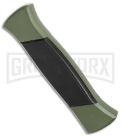 AKC 777 Blackfinger Green/Black OTF Automatic Knife - Satin Tanto -Akc AKC 777 Blackfinger OTF Auto Green Black SW Tanto BHQ 152941 jr side large