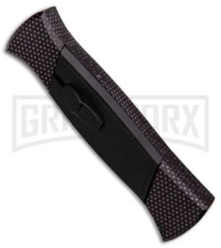 AKC 777 Blackfinger Sim Carbon Fiber OTF Automatic Knife - Black Plain -Akc AKC 777 Blackfinger Sim Carbon Fiber Black Flat BHQ 90290 er spine large