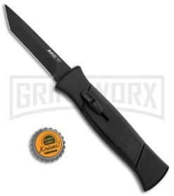 AKC 777 Blackfinger Black OTF Automatic Knife - Black Tanto -Akc AKC 777 Blackfinger Tanto OTF Auto Black Black BHQ 87414 jr bottlecap large