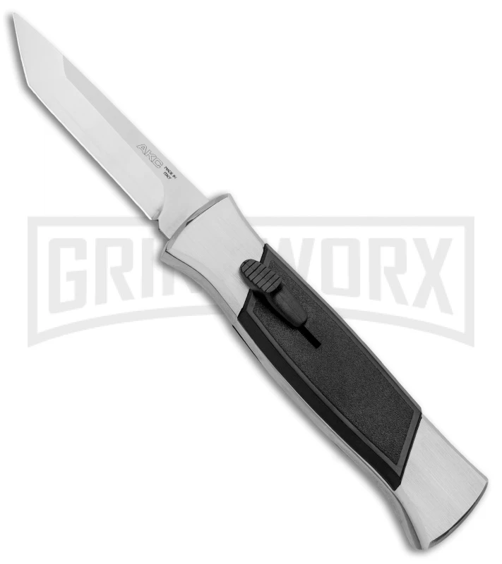AKC 777 Blackfinger Brushed Aluminum OTF Automatic Knife - SW Tanto 2 AKC 777 Blackfinger Brushed Aluminum OTF Automatic Knife - SW Tanto