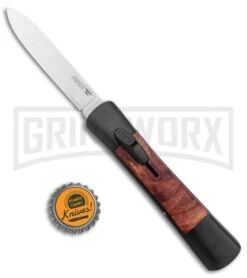 AKC Concord Briar Wood OTF Automatic Knife - Plain Satin Flat -Akc AKC Concord OTF Auto Briar Wood Satin GX 37553 jr bottlecap large
