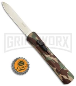 AKC Concord Camo Rubber OTF Automatic Knife - Gold Plain -Akc AKC Concord OTF Camo Rubber Gold BHQ 72046 jr bottlecap 2 large