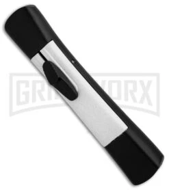 AKC Concord Black/White OTF Automatic Knife - Tanto Satin Plain -Akc AKC Concord Tanto Black White Satin BHQ 90287 er spine large