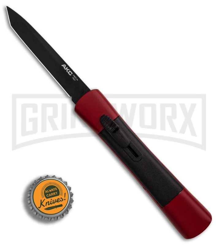 AKC Concord Red/Black OTF Automatic Knife - Tanto Black Plain 6 AKC Concord Red/Black OTF Automatic Knife - Tanto Black Plain - Image 4
