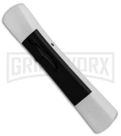 AKC Concord White/Black OTF Automatic Knife - Tanto Satin Plain -Akc AKC Concord Tanto White Black Satin BHQ 90286 er spine large