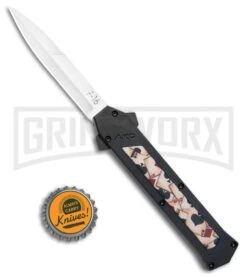 AKC F-16 Ace Playing Cards Inlay D/A OTF Automatic Knife - Bayo Satin Plain -Akc AKC F 16 Bayo DA OTF Auto Ace Playing Cards Inlay Satin BHQ 106222 jr bottlecap large