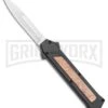 AKC F-16 Black/Wood D/A OTF Automatic Knife - Bayo Satin Plain -Akc AKC F 16 Black Wood DA OTF Auto Bayo Satin Plain BP 24620 jr large