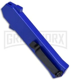 AKC F-16 Blue D/A OTF Automatic Knife - Bayo Satin Plain -Akc AKC F 16 Blue DA OTF Bayo Satin Plain BP 23856 jr side large