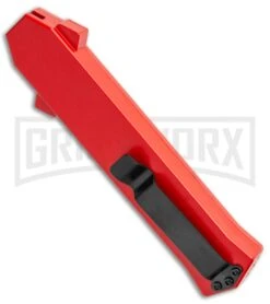 AKC F-16 Red D/A OTF Automatic Knife - Bayo Two Tone Plain -Akc AKC F 16 DA Bayo OTF Auto Red BHQ 112389 jr side large