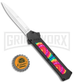 AKC F-16 Tie Dye D/A OTF Automatic Knife - Bayo Satin Plain -Akc AKC F 16 DA Bayo OTF Tie Dye Satin BHQ 143649 jr bottlecap large