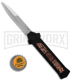 AKC F-16 Snake Skin D/A OTF Automatic Knife - Bayo Satin Plain -Akc AKC F 16 DA Bayonet Snake Skin Satin BHQ 78292 er bottlecap large