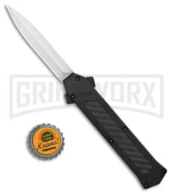AKC F-16 D/A Dagger OTF Automatic Knife Black Carbon Fiber (3.3" Satin) -Akc AKC F 16 DA Dagger OTF Auto Black CF Satin BHQ 102235 jr bottlecap large
