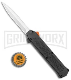 AKC F-16 Black D/A OTF Automatic Knife + Orange Button - Dagger Satin Plain 9 AKC F-16 Black D/A OTF Automatic Knife + Orange Button - Dagger Satin Plain -Akc AKC F 16 DA Dagger OTF Auto Black Orange Button Satin BHQ 98892 jr bottlecap large