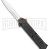 AKC F-16 Black D/A OTF Automatic Knife + Orange Button - Dagger Satin Plain -Akc AKC F 16 DA Dagger OTF Auto Black Orange Button Satin BHQ 98892 jr large
