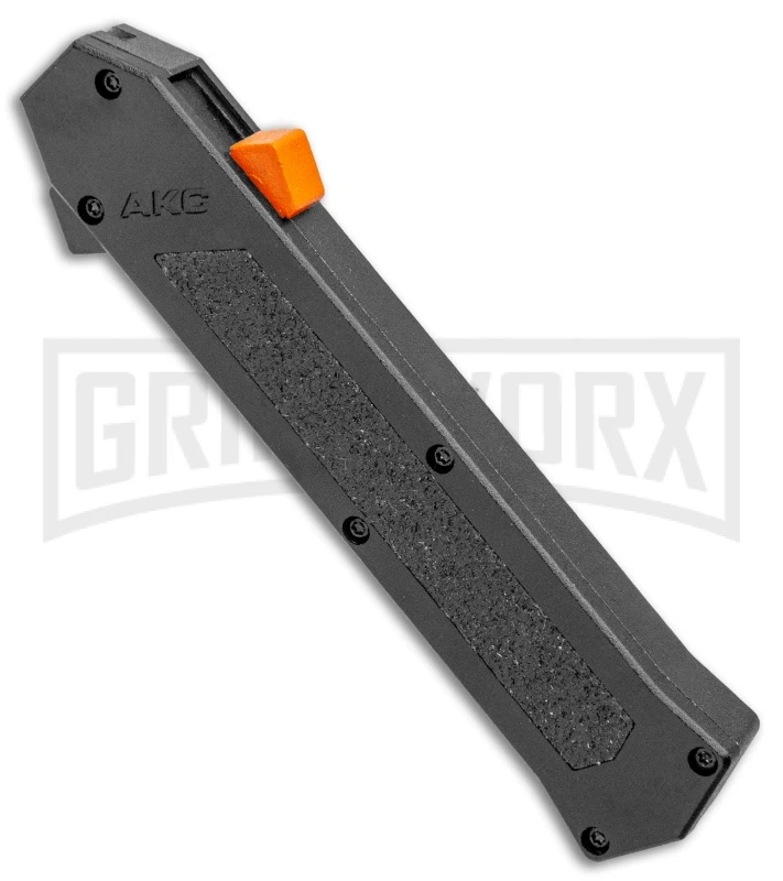 AKC F-16 Black D/A OTF Automatic Knife + Orange Button - Dagger Satin Plain 4 AKC F-16 Black D/A OTF Automatic Knife + Orange Button - Dagger Satin Plain - Image 2