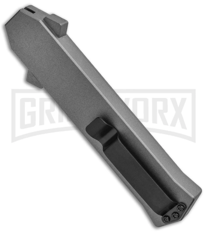 AKC F-16 Gray D/A OTF Automatic Knife - Dagger Satin Plain 5 AKC F-16 Gray D/A OTF Automatic Knife - Dagger Satin Plain - Image 3