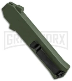 AKC F-16 Green D/A OTF Automatic Knife - Dagger Satin Plain -Akc AKC F 16 DA Dagger OTF Auto Green Satin BHQ 91965 jr side large