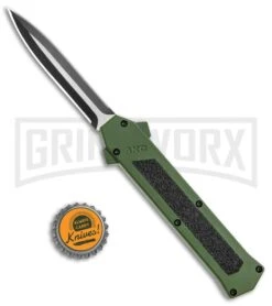 AKC F-16 Green D/A Dagger OTF Automatic Knife - Dagger Two Tone Plain -Akc AKC F 16 DA Dagger OTF Auto Green TT BHQ 115400 jr bottlecap large