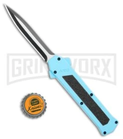 AKC F-16 Teal D/A OTF Automatic Knife - Dagger Two Tone Plain -Akc AKC F 16 DA Dagger OTF Auto Teal TT BHQ 109160 jr bottlecap large