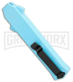 AKC F-16 Teal D/A OTF Automatic Knife - Dagger Two Tone Plain -Akc AKC F 16 DA Dagger OTF Auto Teal TT BHQ 109160 jr side large