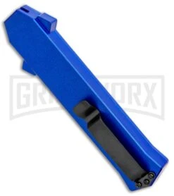 AKC F-16 Blue D/A OTF Automatic Knife - Dagger Satin Plain -Akc AKC F 16 DA Dagger OTF Blue Satin BHQ 93753 jr side large