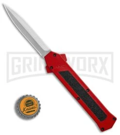 AKC F-16 Red D/A OTF Automatic Knife - Dagger Satin Plain -Akc AKC F 16 DA Dagger Red Satin BHQ 87409 er bottlecap large