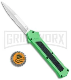 AKC F-16 Green D/A OTF Automatic Knife - Bayo Satin Plain -Akc AKC F 16 Green DA OTF Bayo Satin Plain BP 23855 jr bottlecap large