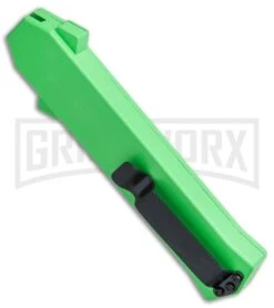 AKC F-16 Green D/A OTF Automatic Knife - Bayo Satin Plain -Akc AKC F 16 Green DA OTF Bayo Satin Plain BP 23855 jr side large