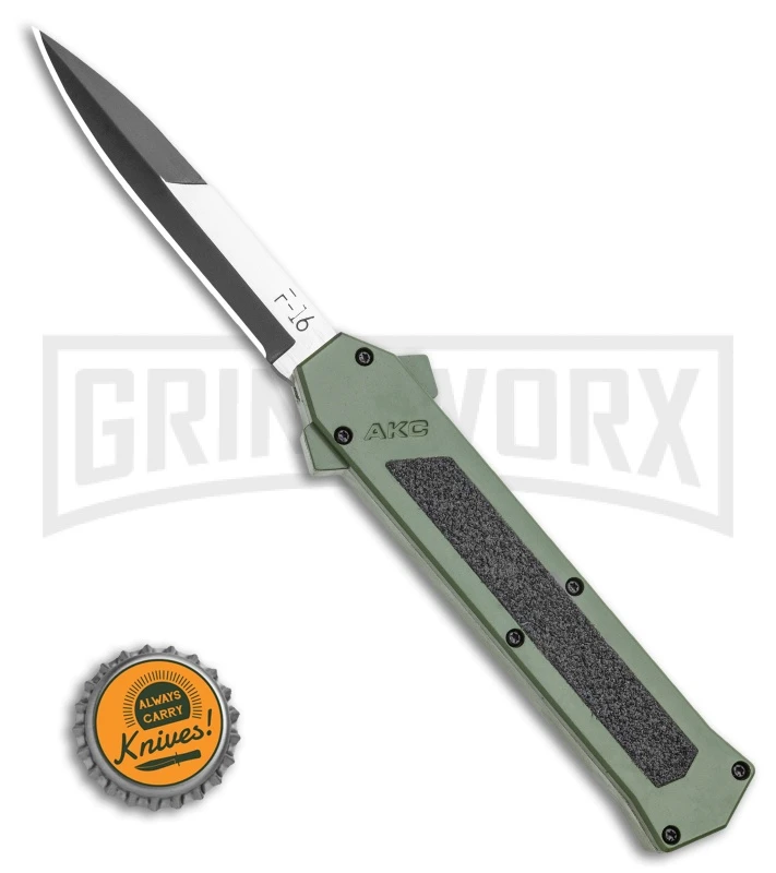 AKC F-16 OD Green D/A OTF Automatic Knife - Bayo Two TonePlain 6 AKC F-16 OD Green D/A OTF Automatic Knife - Bayo Two TonePlain - Image 4