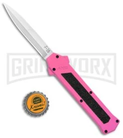 AKC F-16 Pink D/A OTF Automatic Knife - Bayonet Satin Plain -Akc AKC F 16 Pink DA OTF Auto Bayo Satin GX 37618 jr bottlecap large