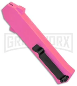 AKC F-16 Pink D/A OTF Automatic Knife - Bayonet Satin Plain -Akc AKC F 16 Pink DA OTF Auto Bayo Satin GX 37618 jr side large