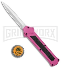AKC F-16 Pink D/A OTF Automatic Knife - Dagger Satin Plain -Akc AKC F 16 Pink DA OTF Auto Dagger Satin GX 37627 jr bottlecap large