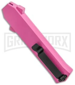 AKC F-16 Pink D/A OTF Automatic Knife - Dagger Satin Plain -Akc AKC F 16 Pink DA OTF Auto Dagger Satin GX 37627 jr side large