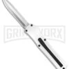 AKC F-20 White D/A OTF Automatic Knife - Spear Point Satin Plain -Akc AKC F 20 D A Spear Point OTF AK White Aluminium 3in Satin BHQ 158200 td large